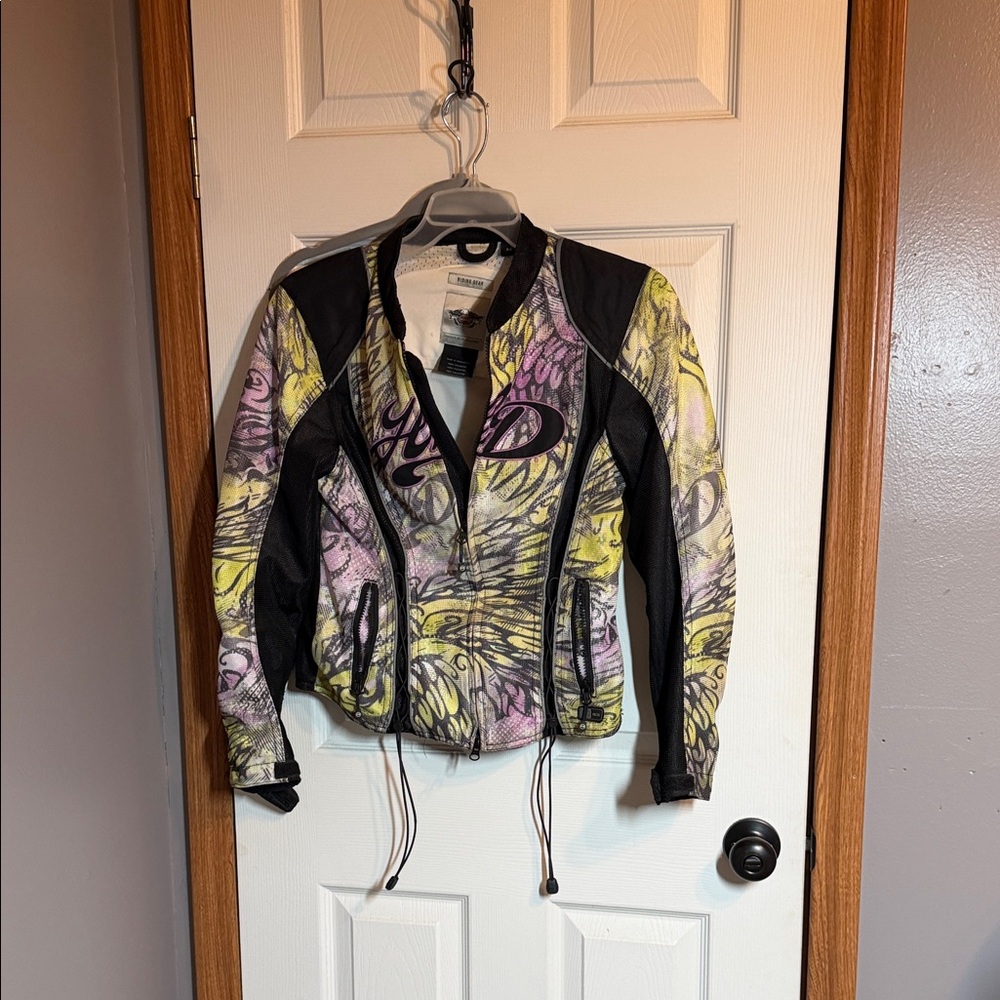 Harley-Davidson Women's Yellow and Purple Bomber Jacket
